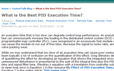 A Process Control Wisdom Program Scheduling Note