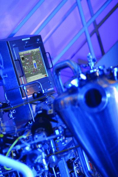 DeltaV DCS controlling media flow in biologics manufacturing process