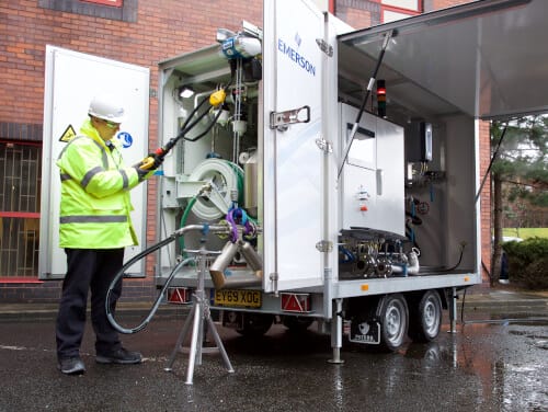 Emerson mobile flow calibration unit in action