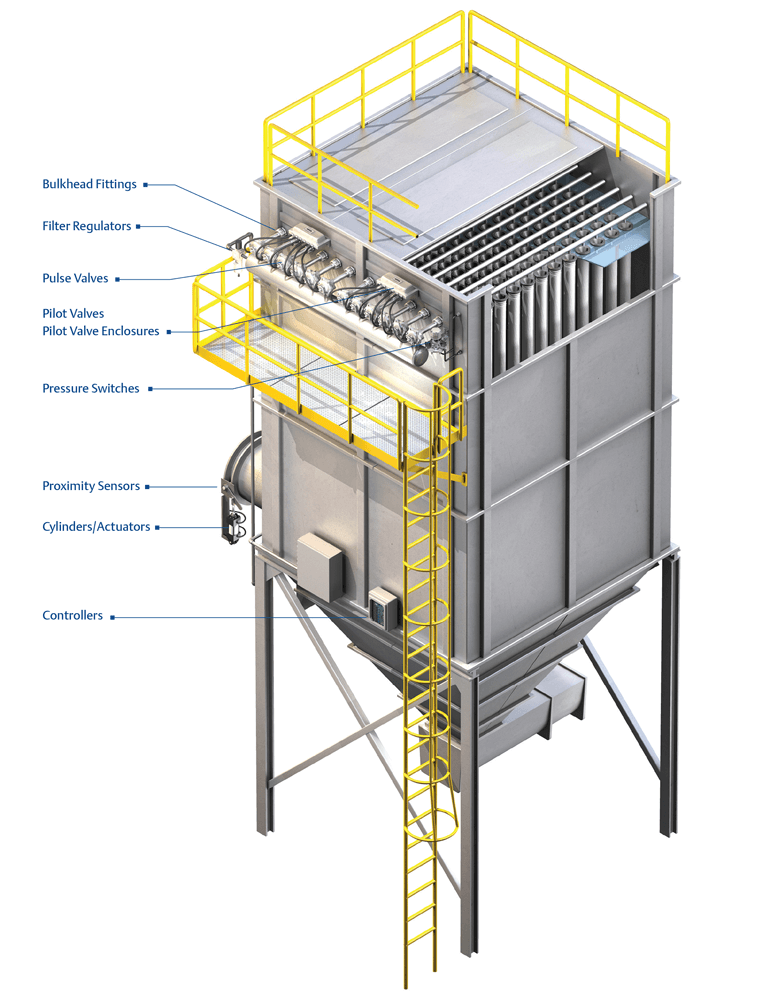 Pulse valves for reverse jet dust collectors